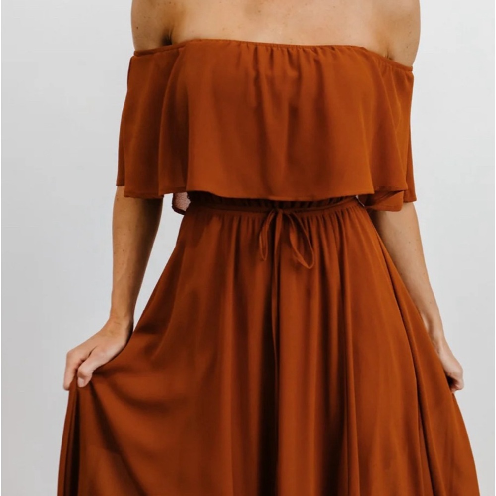 Baltic Born Victoria Off The Shoulder Maxi Dress in Latte